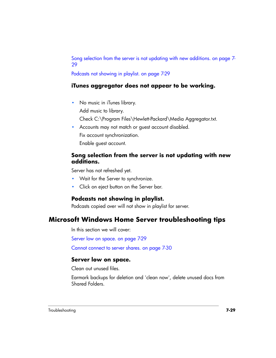 Microsoft windows home server troubleshooting tips | HP EX475 MediaSmart Server User Manual | Page 143 / 192