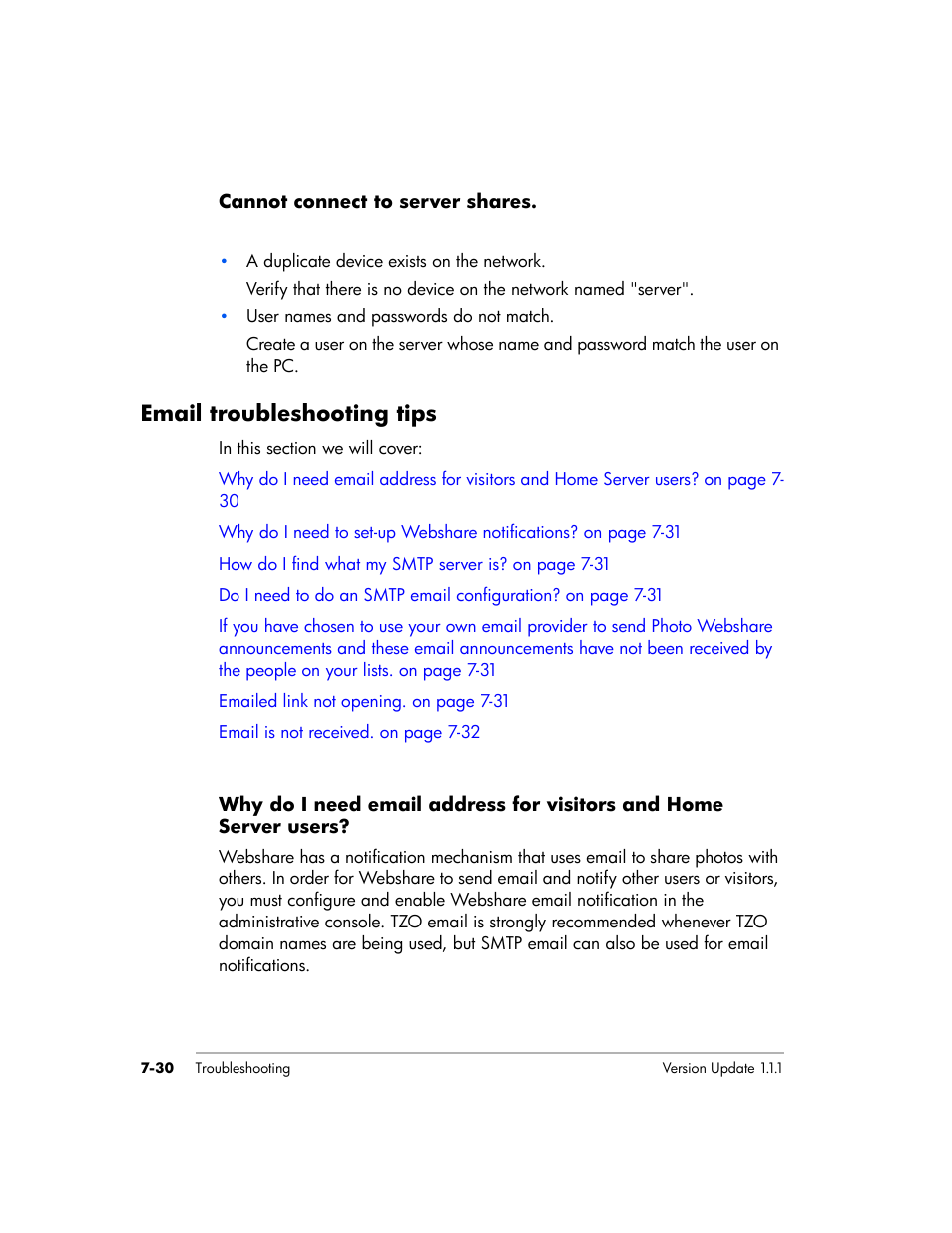 Email troubleshooting tips | HP EX475 MediaSmart Server User Manual | Page 144 / 192