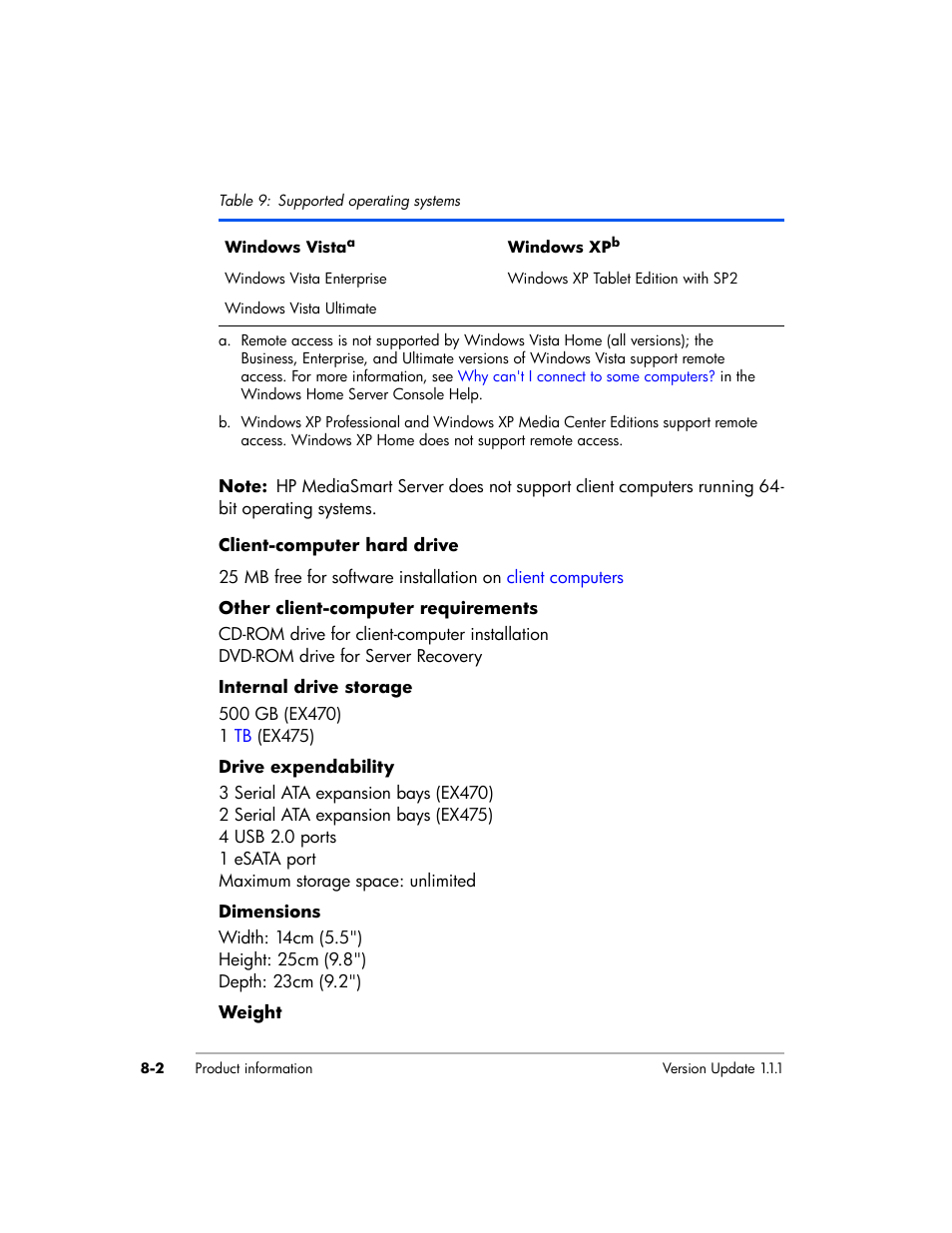 HP EX475 MediaSmart Server User Manual | Page 152 / 192