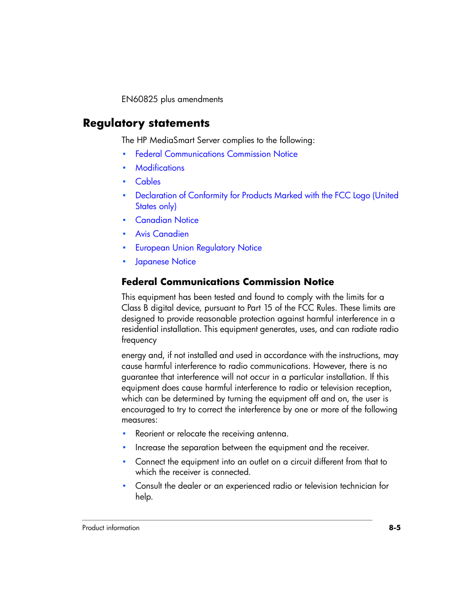 Regulatory statements | HP EX475 MediaSmart Server User Manual | Page 155 / 192