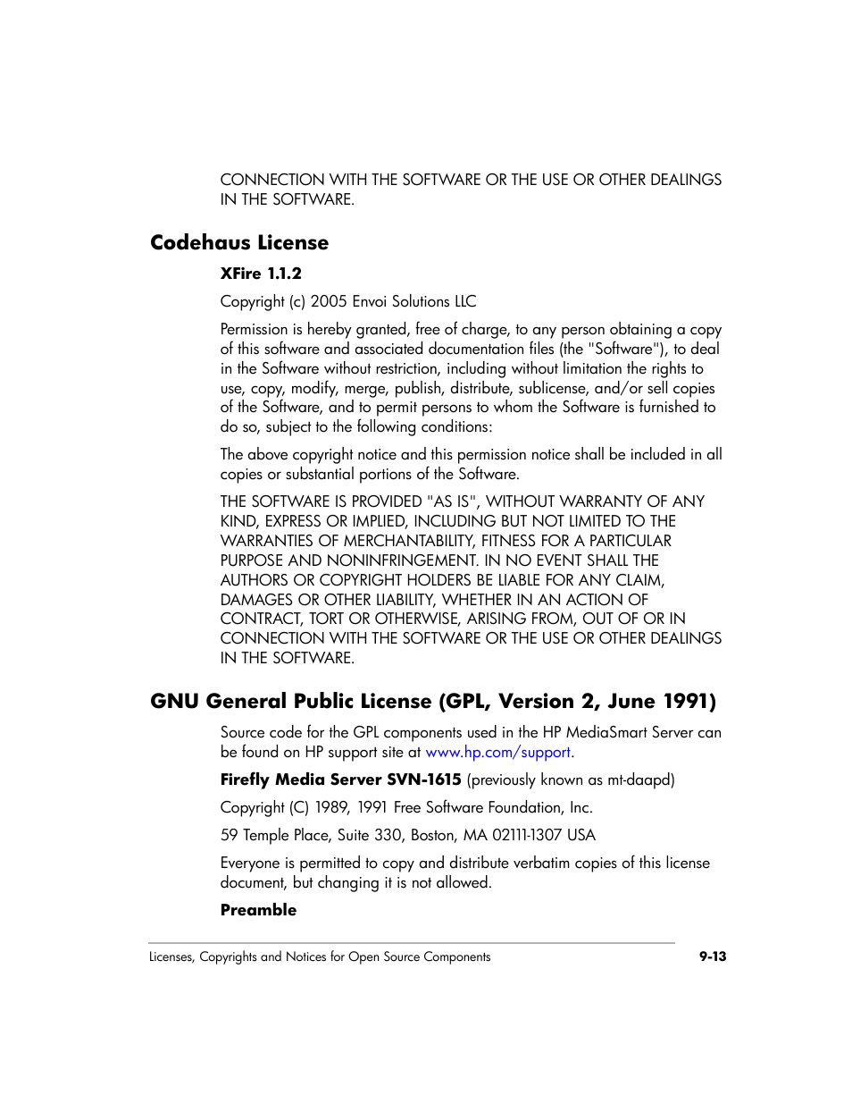 Codehaus license | HP EX475 MediaSmart Server User Manual | Page 179 / 192