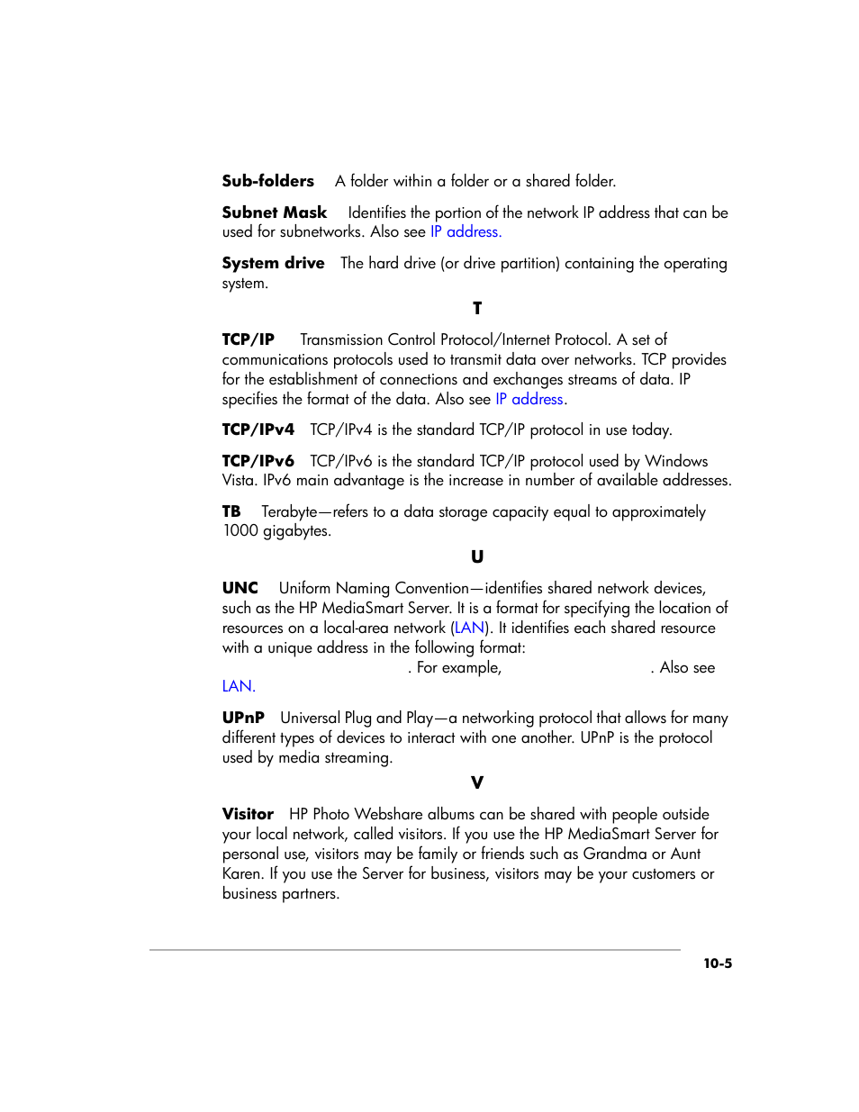 HP EX475 MediaSmart Server User Manual | Page 191 / 192