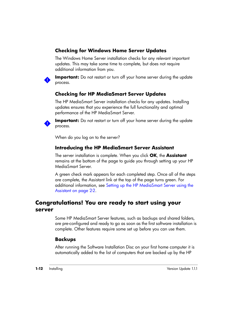 HP EX475 MediaSmart Server User Manual | Page 22 / 192