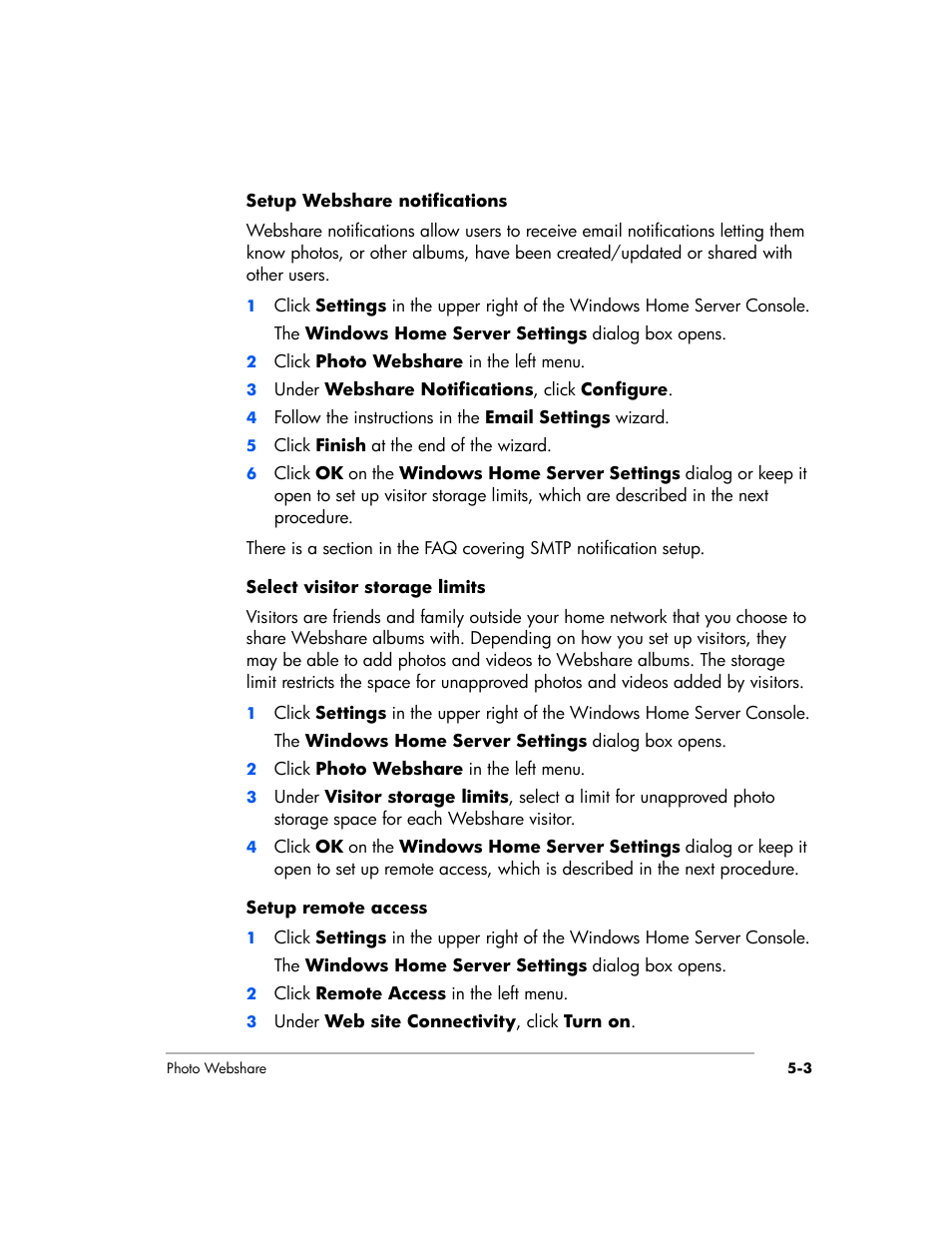 HP EX475 MediaSmart Server User Manual | Page 57 / 192