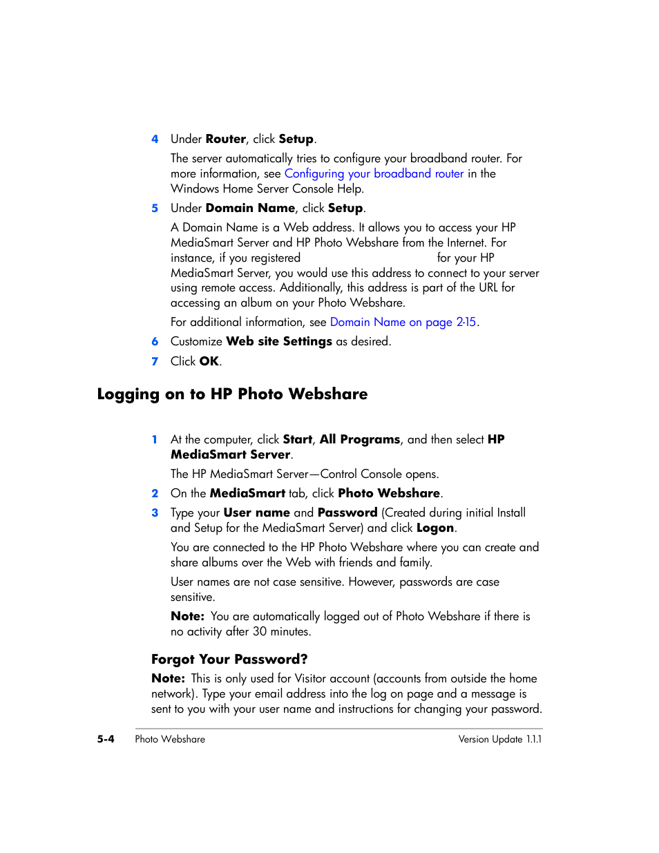 Logging on to hp photo webshare | HP EX475 MediaSmart Server User Manual | Page 58 / 192