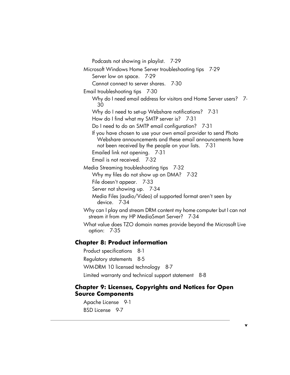 HP EX475 MediaSmart Server User Manual | Page 7 / 192