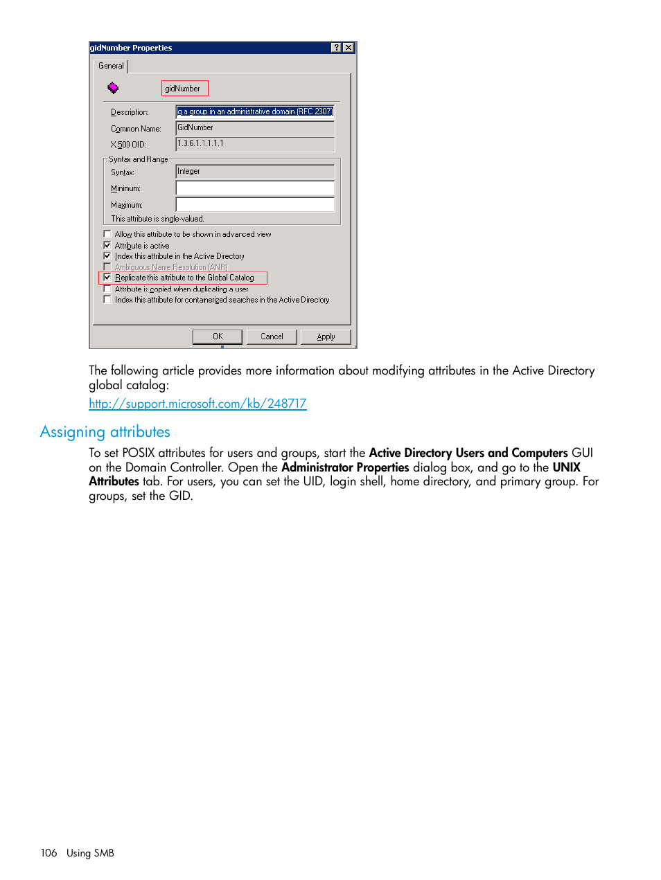 Assigning attributes | HP StoreAll Storage User Manual | Page 106 / 406