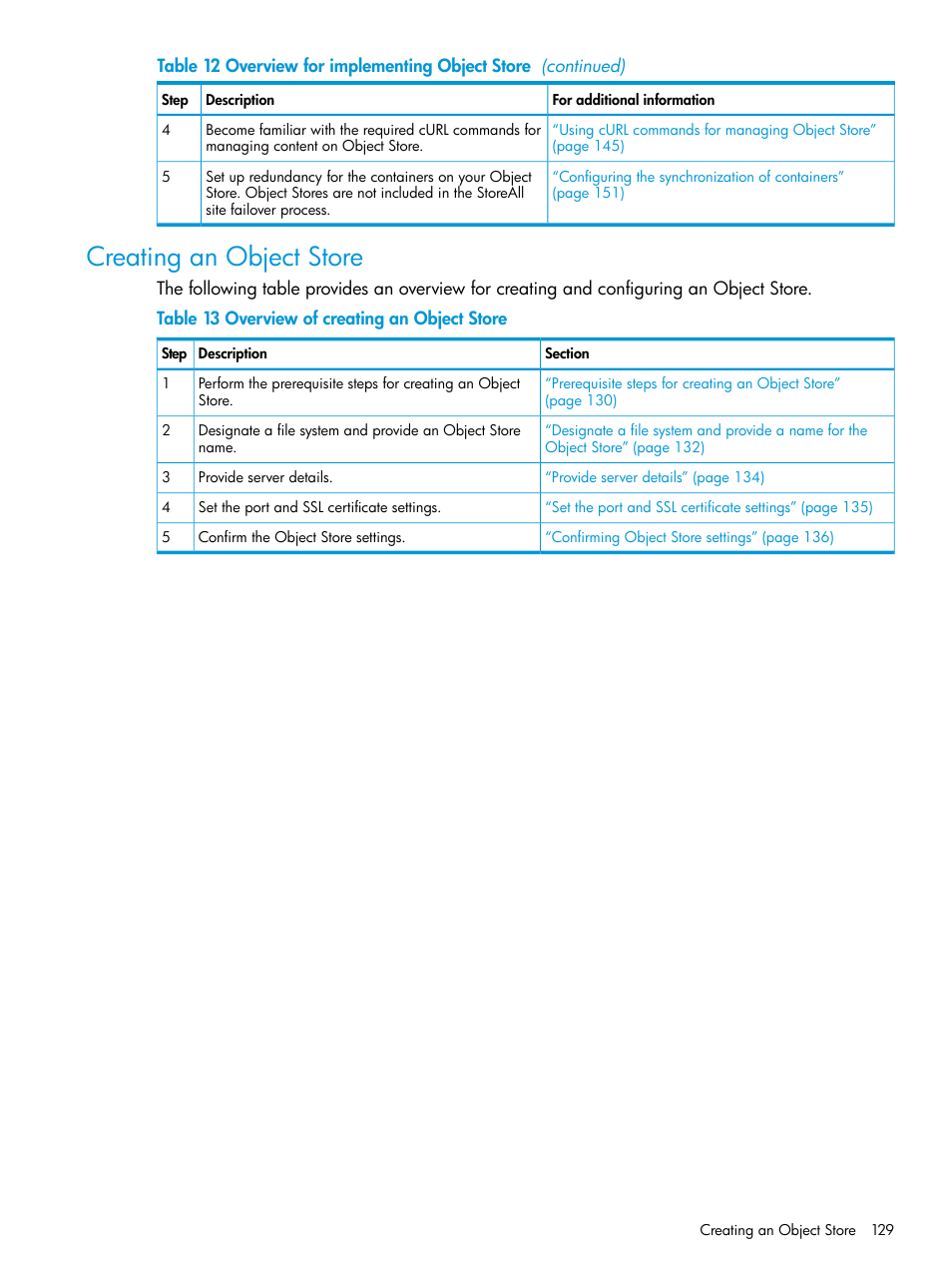 Creating an object store | HP StoreAll Storage User Manual | Page 129 / 406