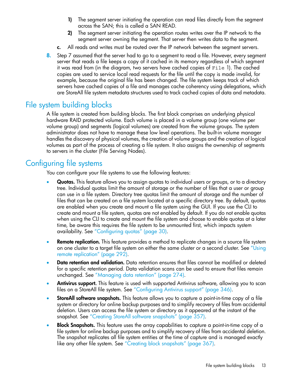 File system building blocks, Configuring file systems | HP StoreAll Storage User Manual | Page 13 / 406