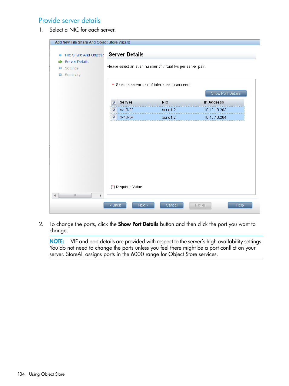 Provide server details | HP StoreAll Storage User Manual | Page 134 / 406