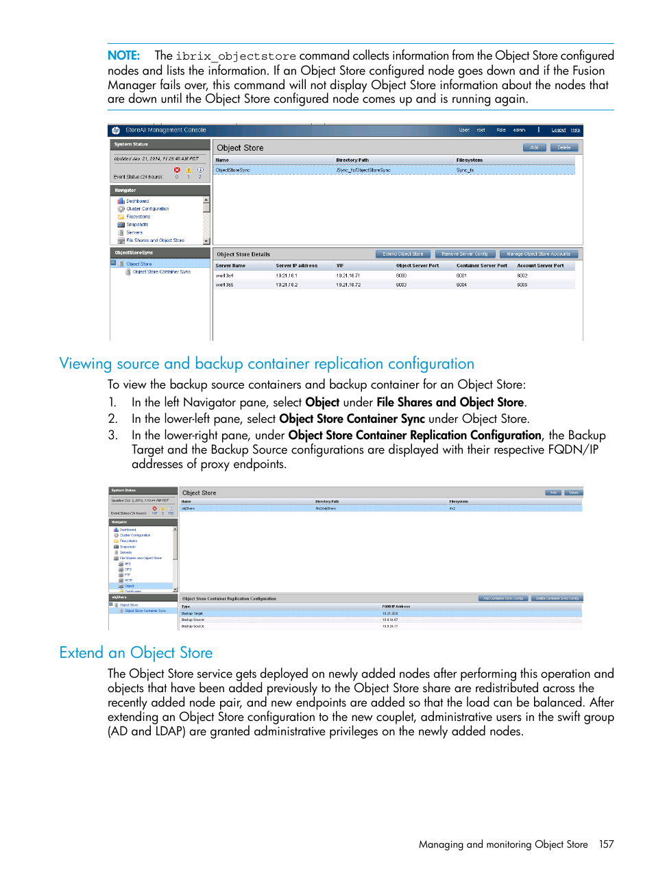 Extend an object store | HP StoreAll Storage User Manual | Page 157 / 406