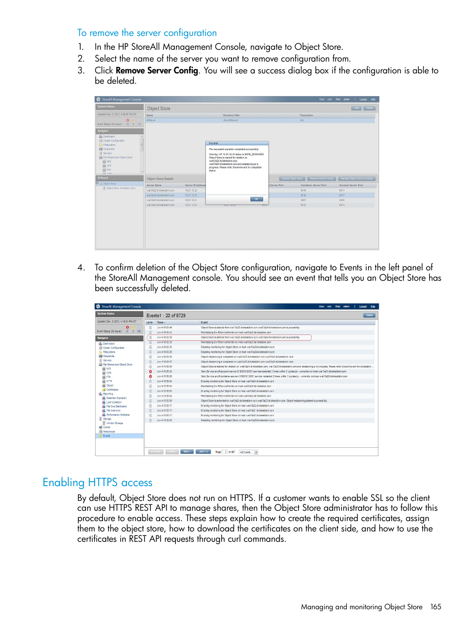 Enabling https access | HP StoreAll Storage User Manual | Page 165 / 406