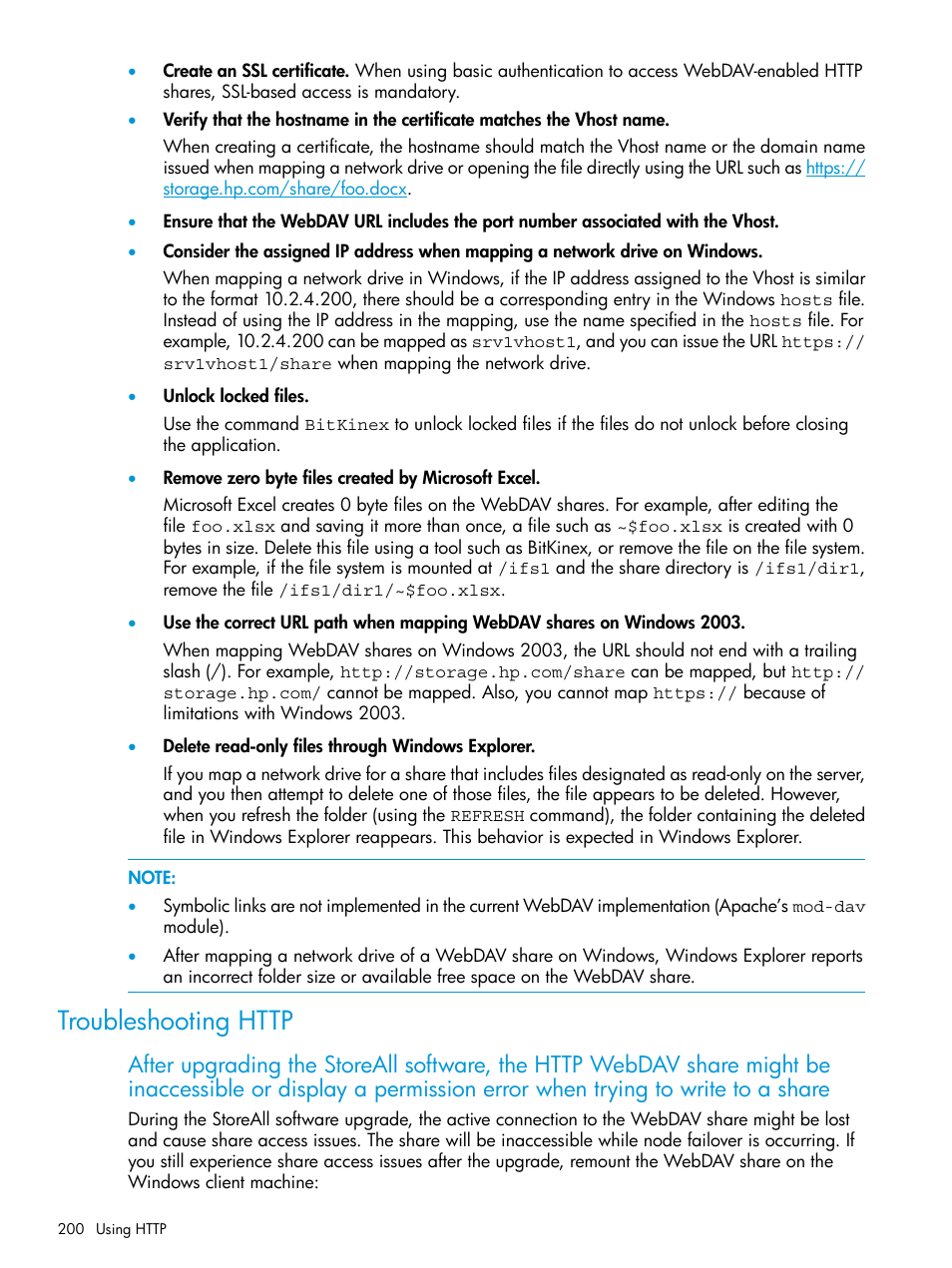 Troubleshooting http | HP StoreAll Storage User Manual | Page 200 / 406