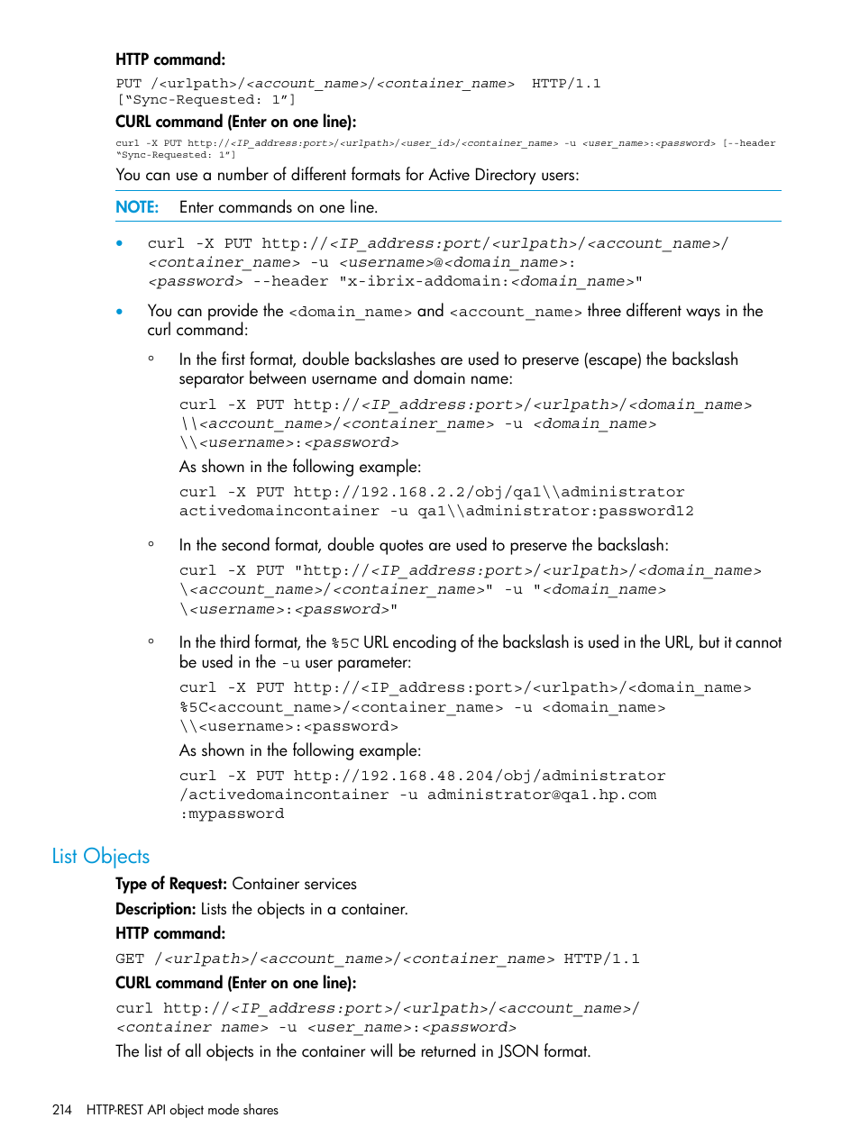 List objects | HP StoreAll Storage User Manual | Page 214 / 406