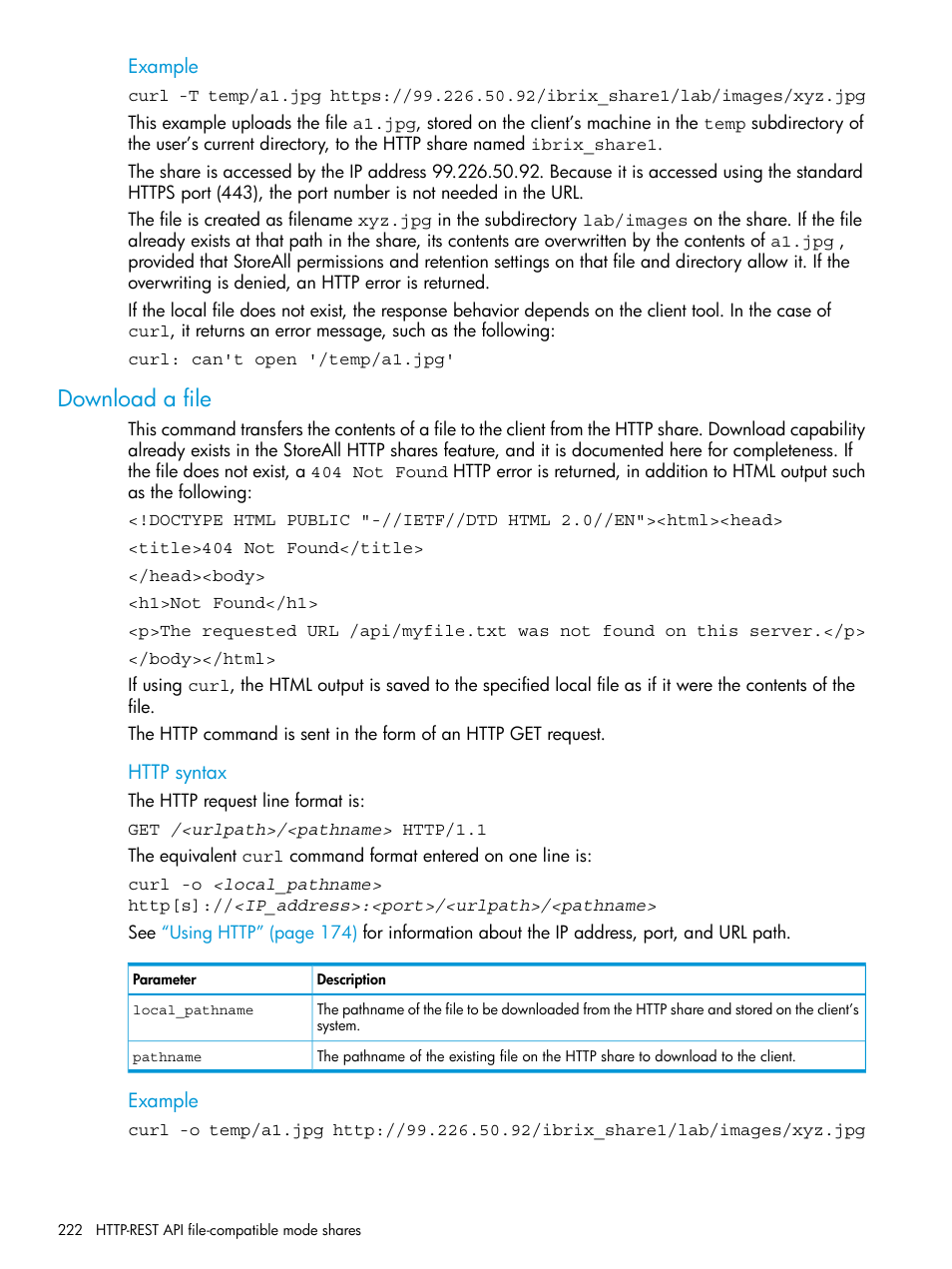 Download a file | HP StoreAll Storage User Manual | Page 222 / 406