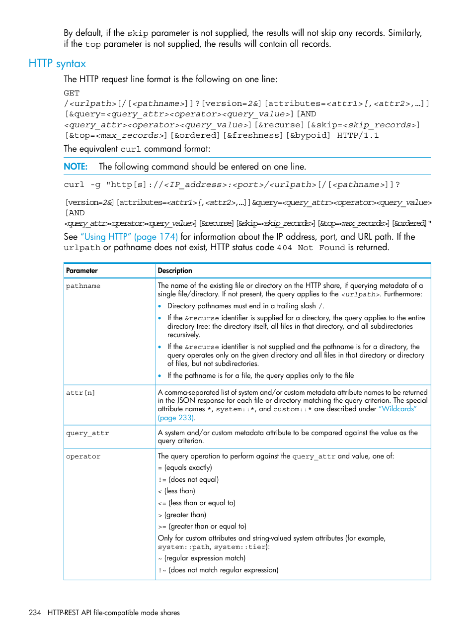 Http syntax | HP StoreAll Storage User Manual | Page 234 / 406