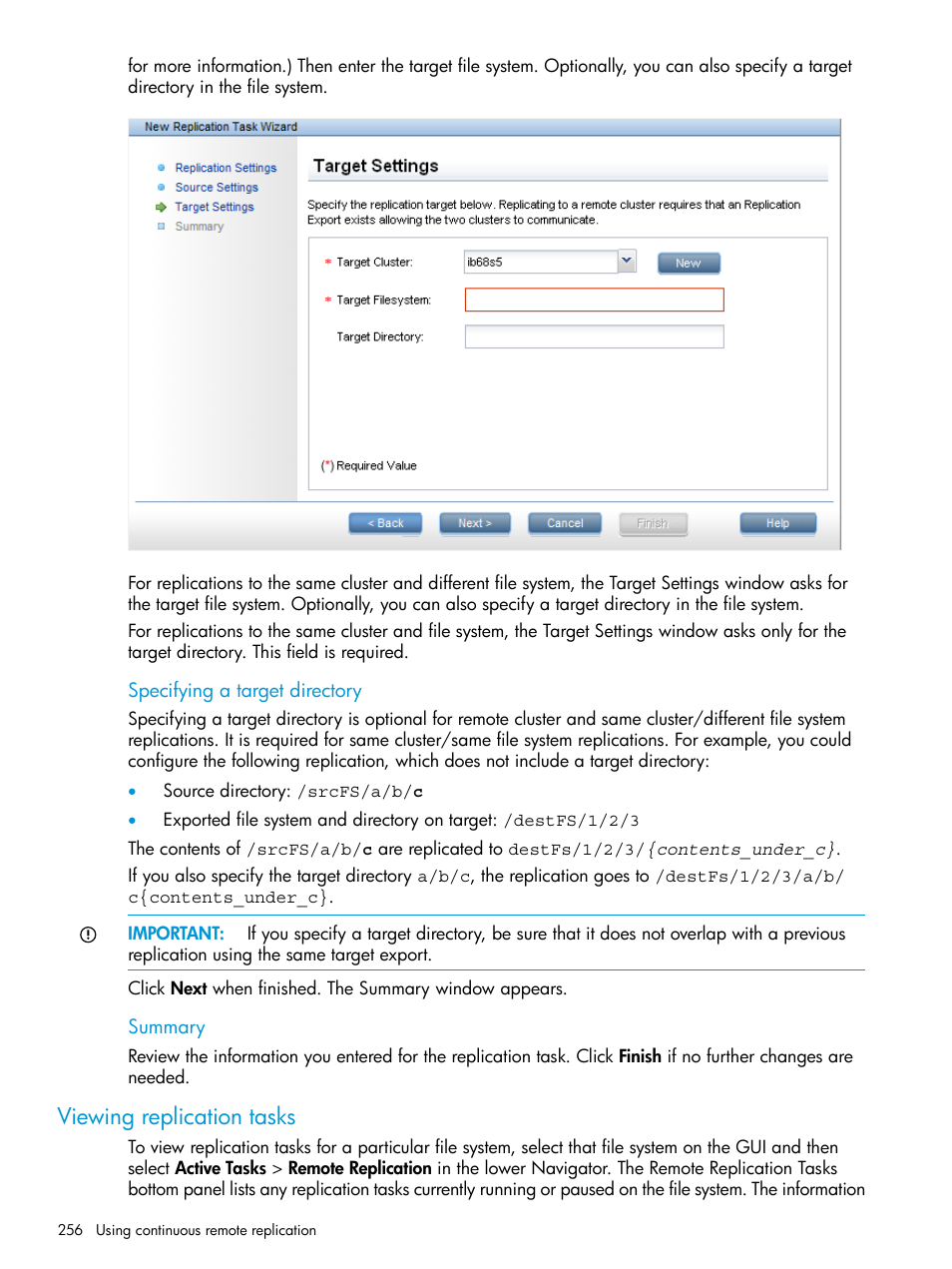 Viewing replication tasks | HP StoreAll Storage User Manual | Page 256 / 406