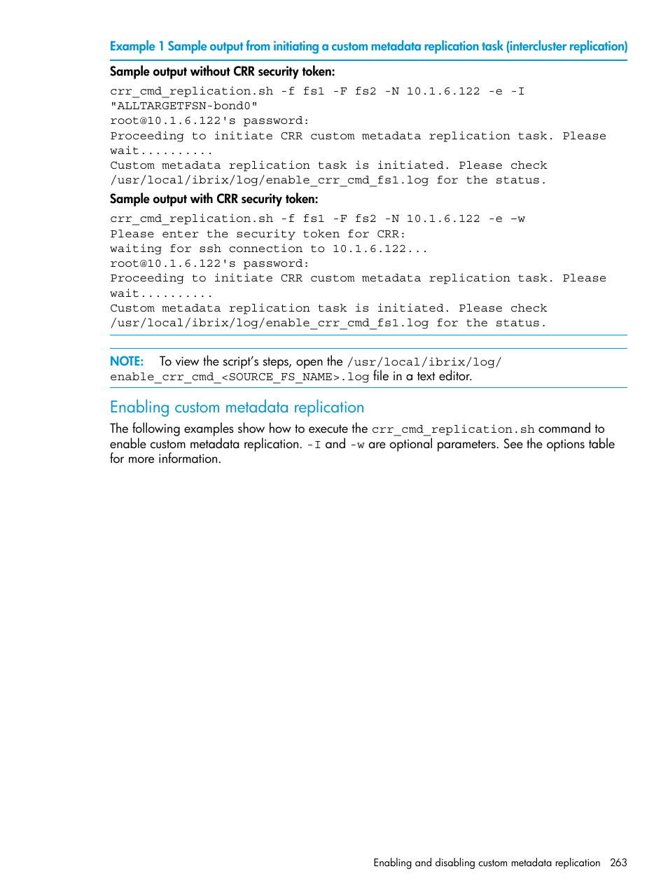 Enabling custom metadata replication | HP StoreAll Storage User Manual | Page 263 / 406