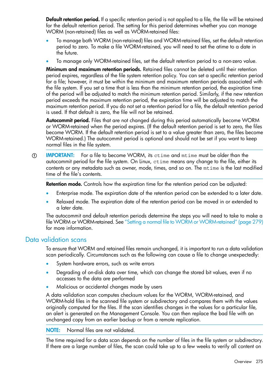 Data validation scans | HP StoreAll Storage User Manual | Page 275 / 406