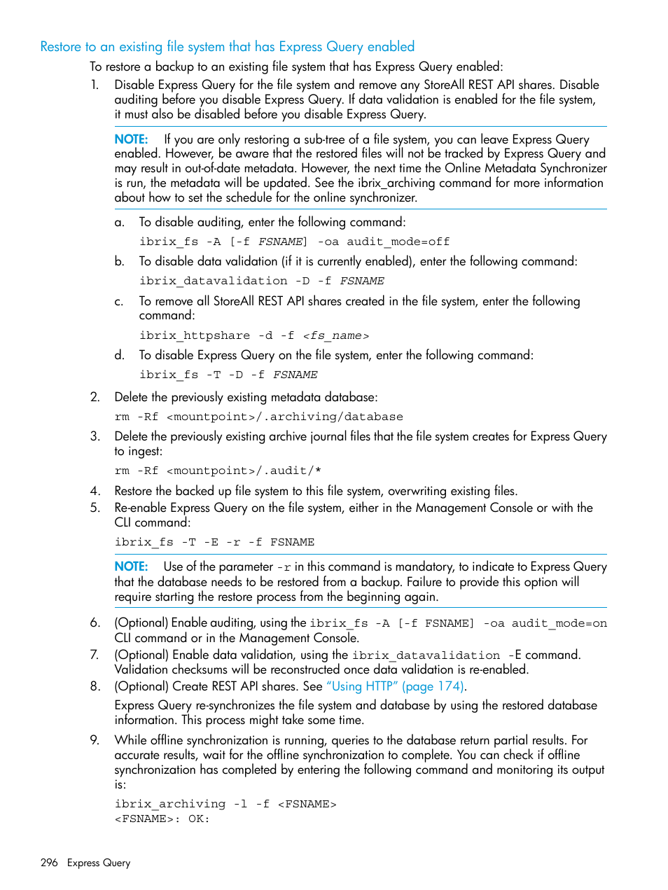 Restore | HP StoreAll Storage User Manual | Page 296 / 406