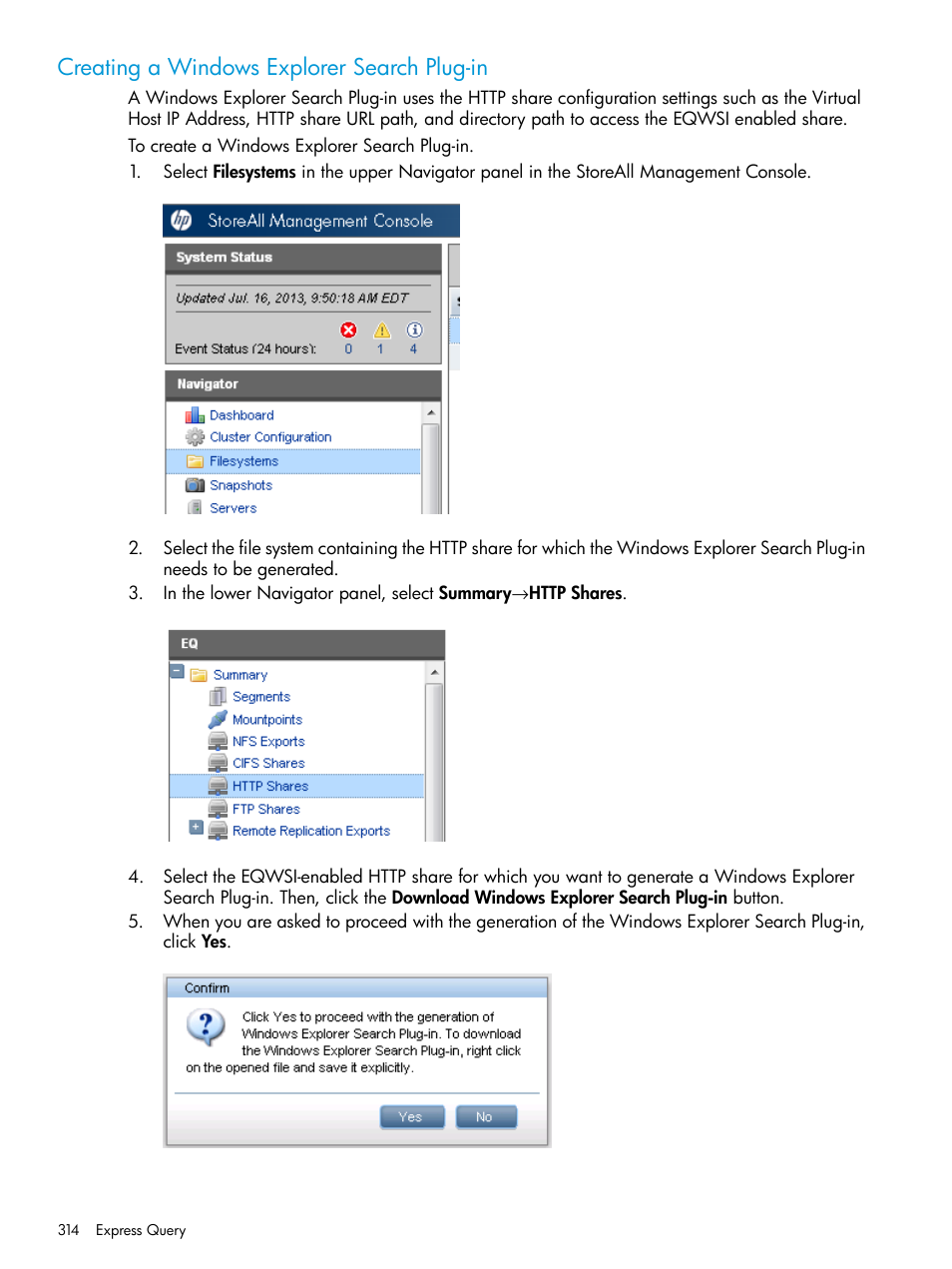 Creating a windows explorer search plug-in | HP StoreAll Storage User Manual | Page 314 / 406
