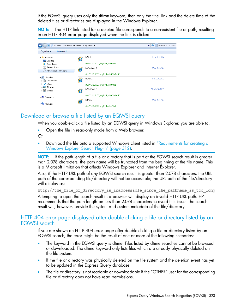 Download or browse a file listed by an eqwsi query | HP StoreAll Storage User Manual | Page 323 / 406