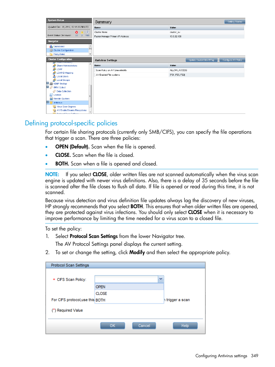 Defining protocol-specific policies | HP StoreAll Storage User Manual | Page 349 / 406