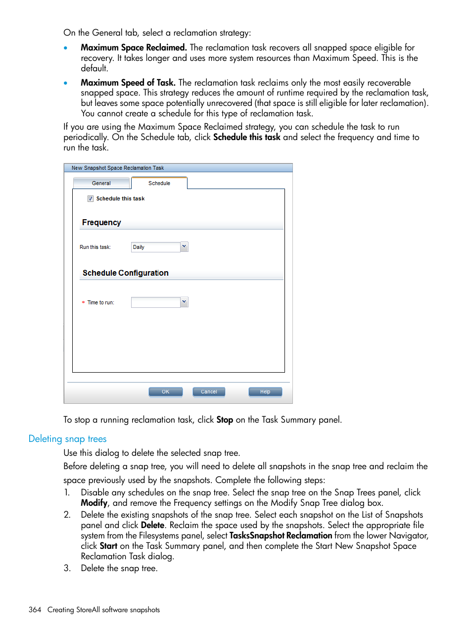 Deleting snap trees | HP StoreAll Storage User Manual | Page 364 / 406