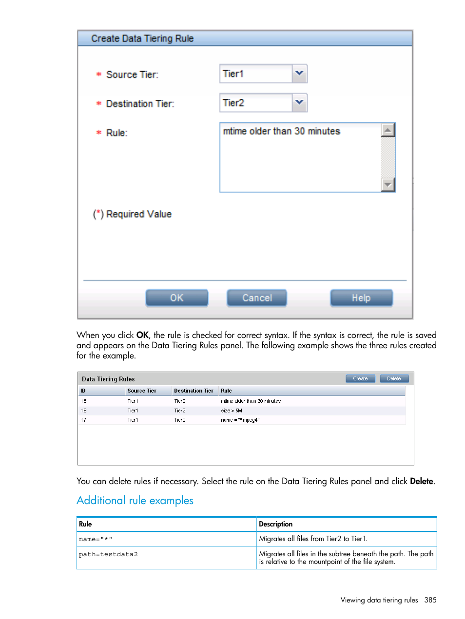 Additional rule examples | HP StoreAll Storage User Manual | Page 385 / 406