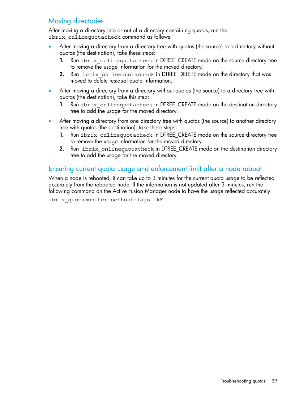 Moving directories | HP StoreAll Storage User Manual | Page 39 / 406