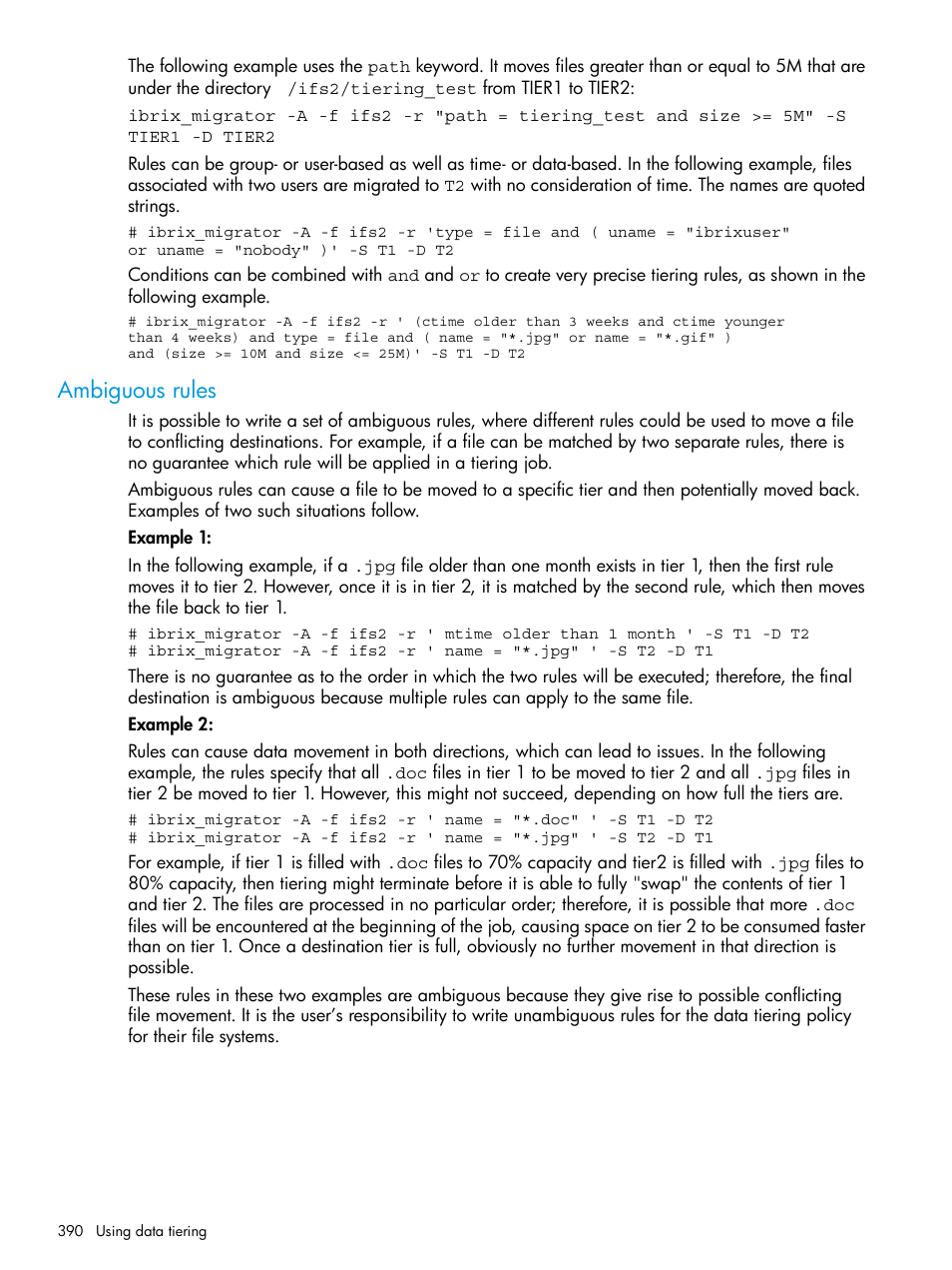 Ambiguous rules | HP StoreAll Storage User Manual | Page 390 / 406