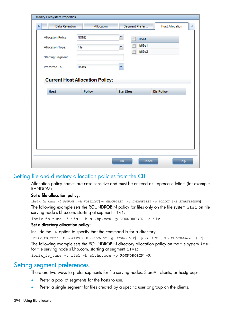 Setting segment preferences | HP StoreAll Storage User Manual | Page 394 / 406