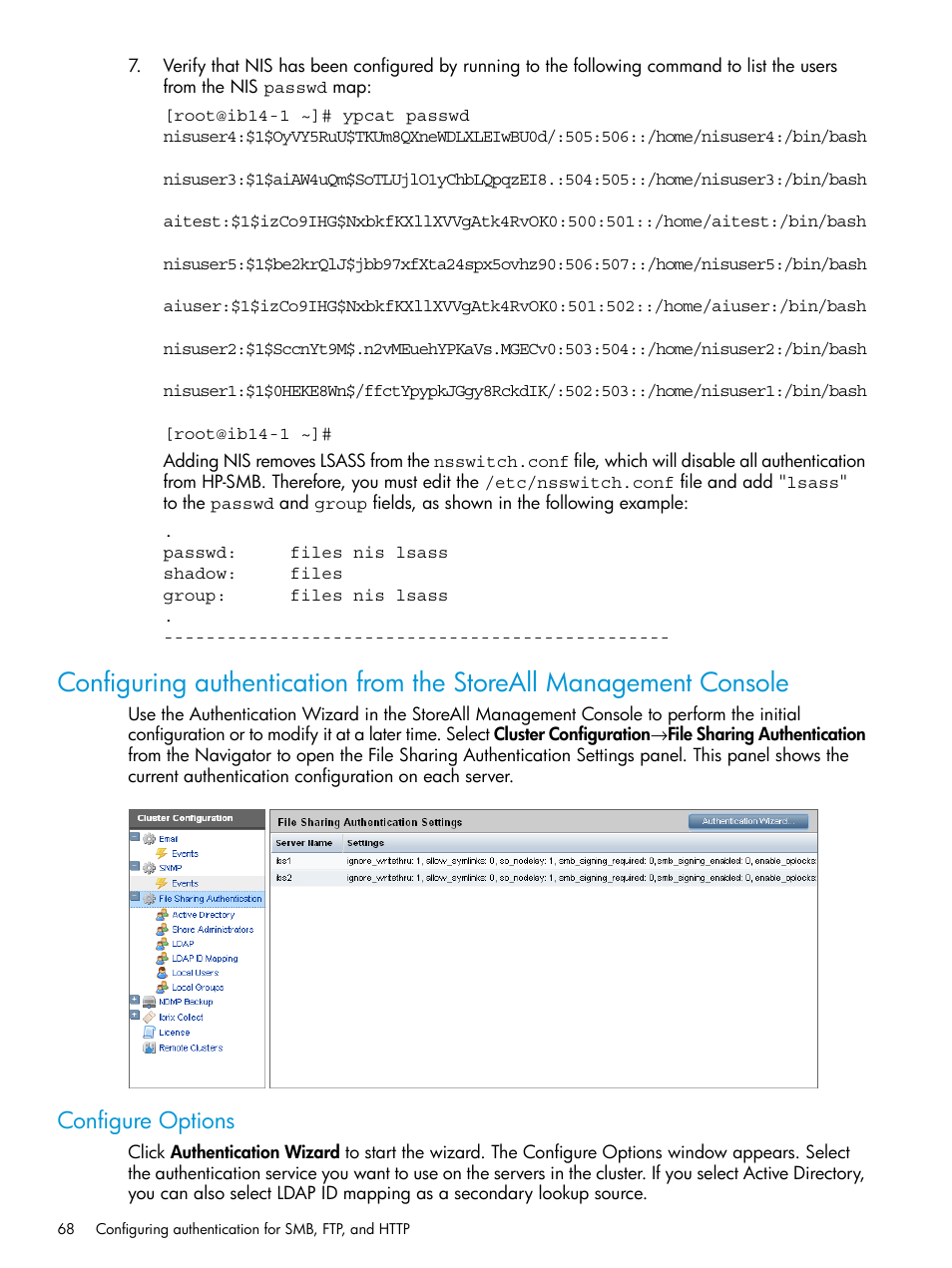 Configure options | HP StoreAll Storage User Manual | Page 68 / 406