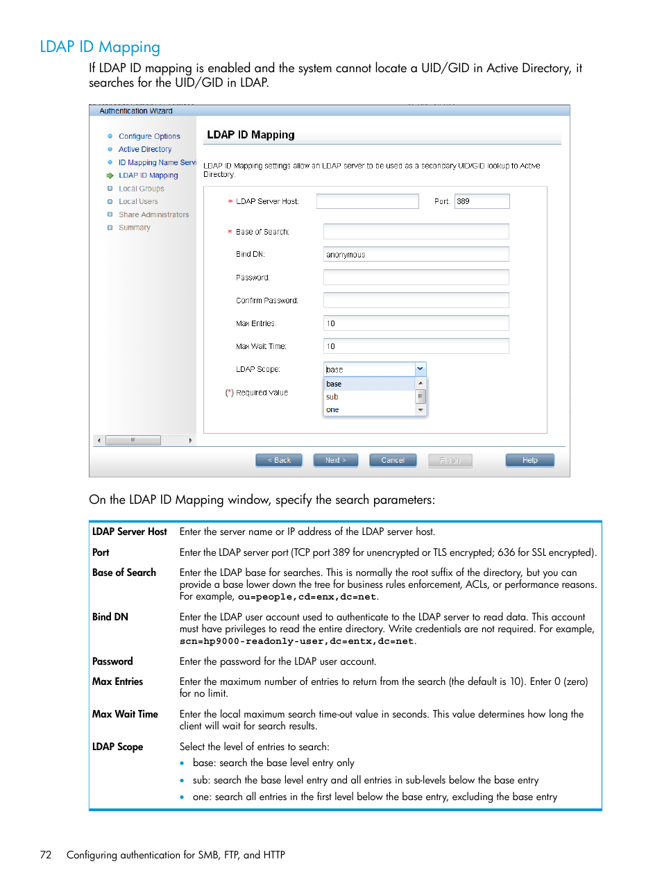Ldap id mapping | HP StoreAll Storage User Manual | Page 72 / 406