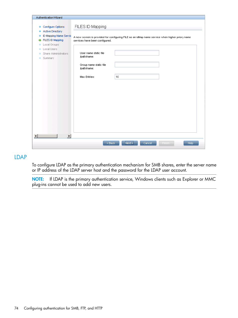Ldap | HP StoreAll Storage User Manual | Page 74 / 406