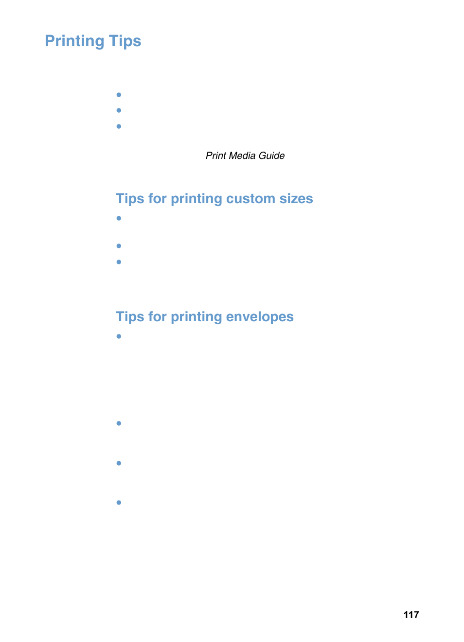 Printing tips, Tips for printing custom sizes, Tips for printing envelopes | HP LaserJet 3200 All-in-One Printer series User Manual | Page 119 / 288