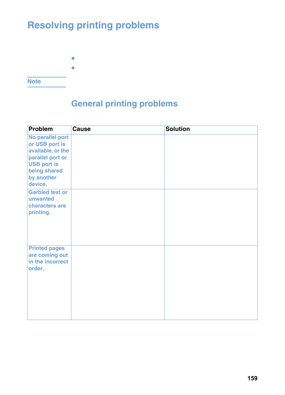Resolving printing problems, General printing problems | HP LaserJet 3200 All-in-One Printer series User Manual | Page 161 / 288
