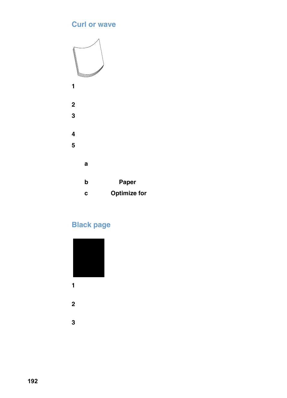 Curl or wave, Black page | HP LaserJet 3200 All-in-One Printer series User Manual | Page 194 / 288