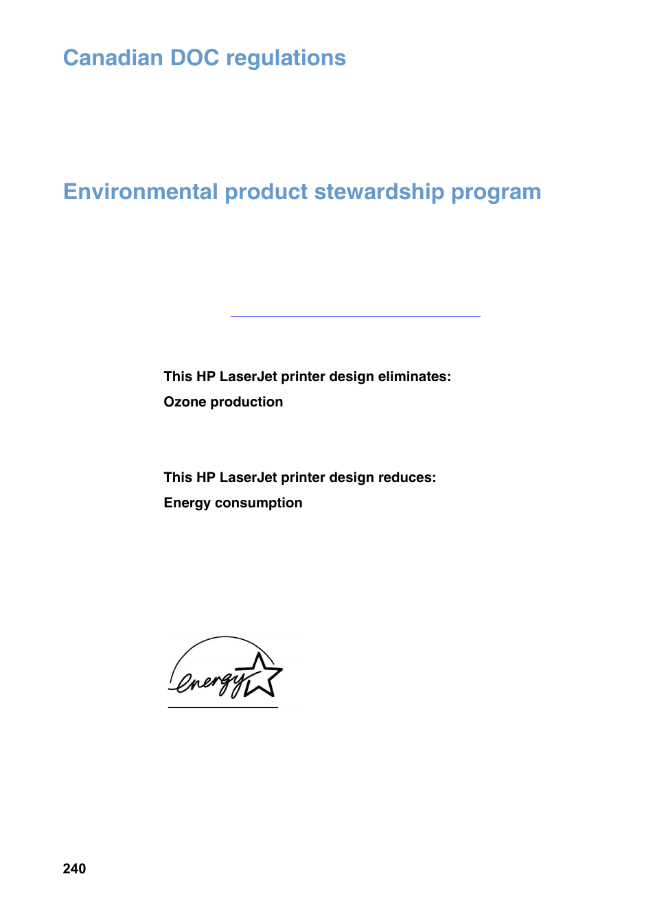 Canadian doc regulations, Environmental product stewardship program | HP LaserJet 3200 All-in-One Printer series User Manual | Page 242 / 288