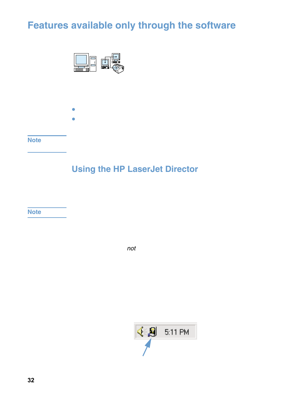 Features available only through the software, Using the hp laserjet director | HP LaserJet 3200 All-in-One Printer series User Manual | Page 34 / 288
