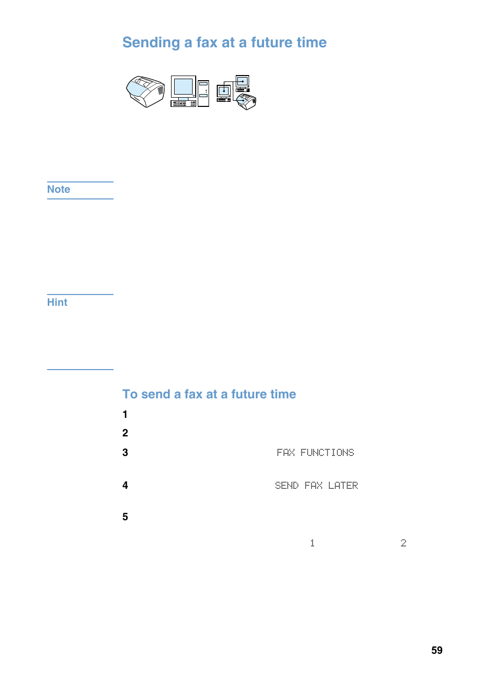 Sending a fax at a future time | HP LaserJet 3200 All-in-One Printer series User Manual | Page 61 / 288