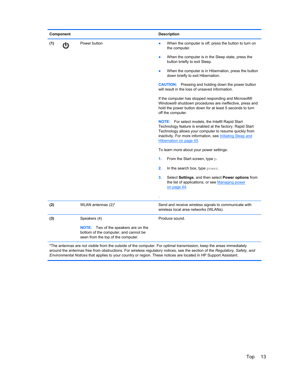 Top 13 | HP Spectre XT Ultrabook CTO 13t-2100 User Manual | Page 23 / 95