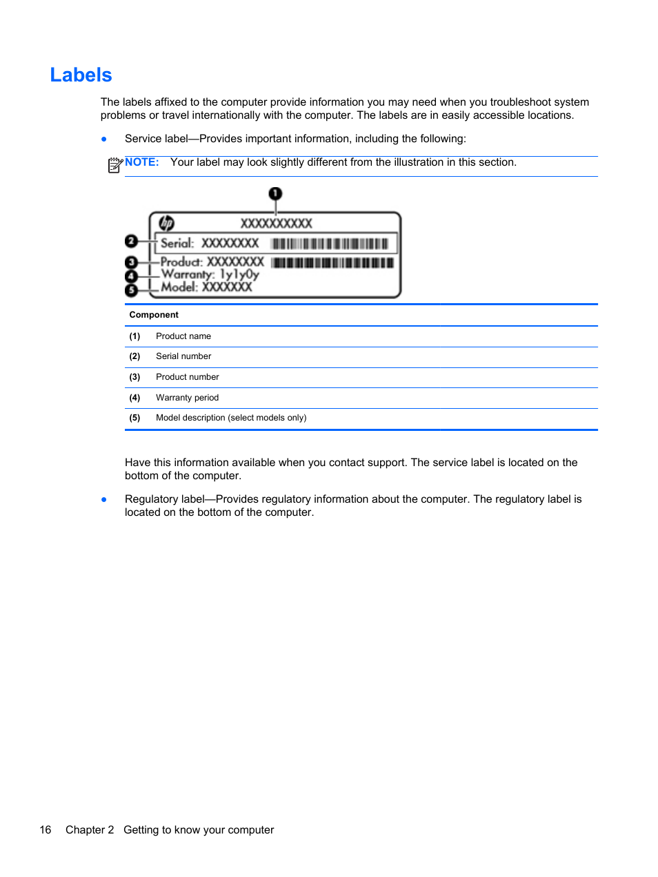 Labels | HP Spectre XT Ultrabook CTO 13t-2100 User Manual | Page 26 / 95