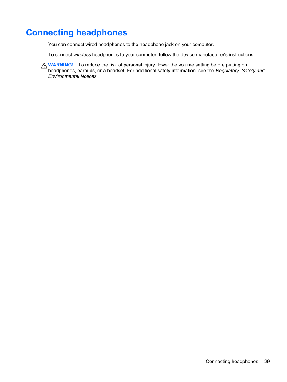 Connecting headphones | HP Spectre XT Ultrabook CTO 13t-2100 User Manual | Page 39 / 95