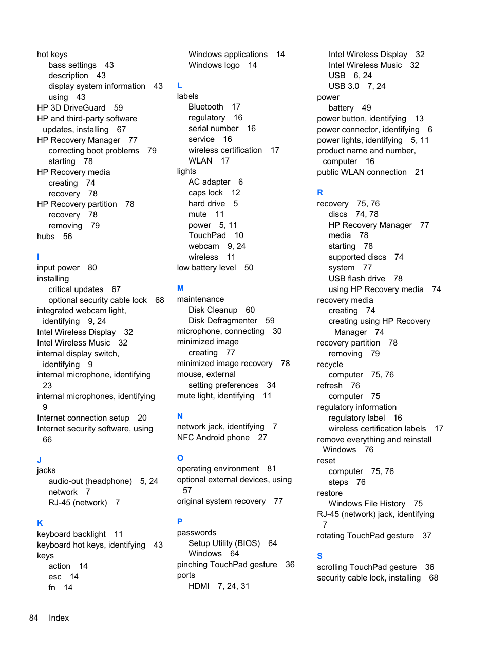 HP Spectre XT Ultrabook CTO 13t-2100 User Manual | Page 94 / 95