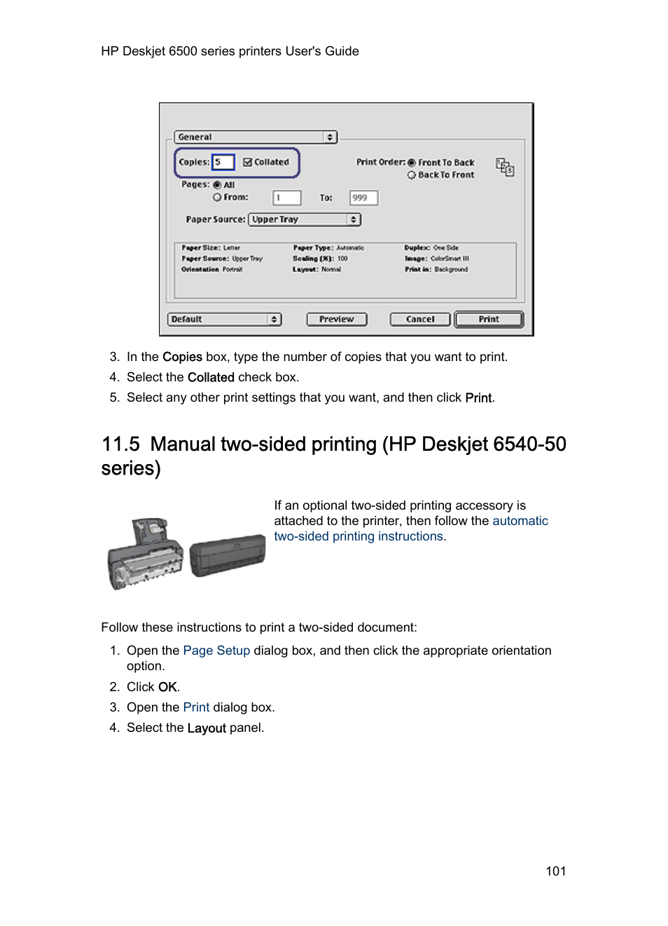 Two-sided printing, Manually | HP Deskjet 6540 Color Inkjet Printer User Manual | Page 101 / 195