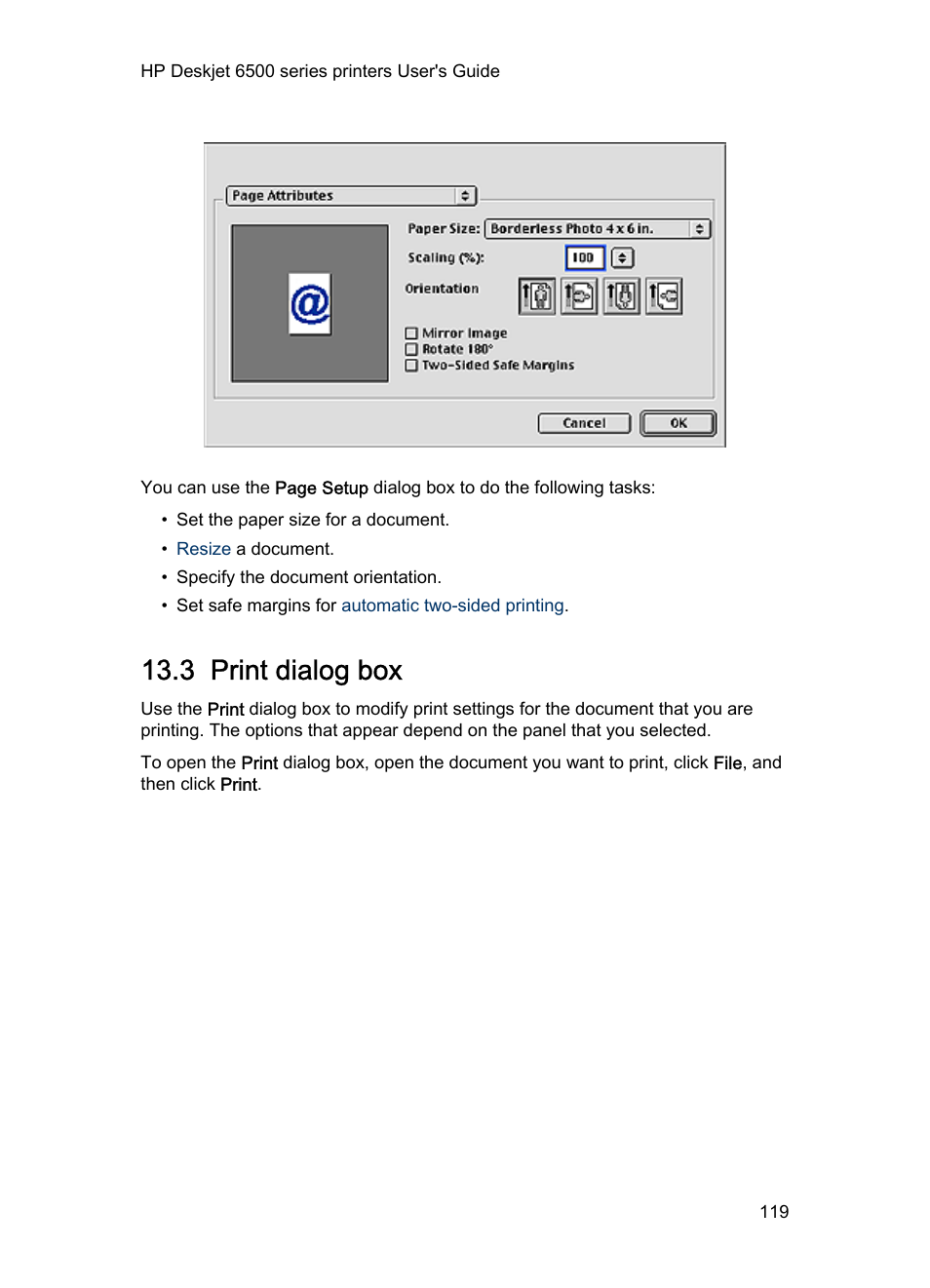 3 print dialog box, Print, Print dialog box | Dialog box | HP Deskjet 6540 Color Inkjet Printer User Manual | Page 119 / 195