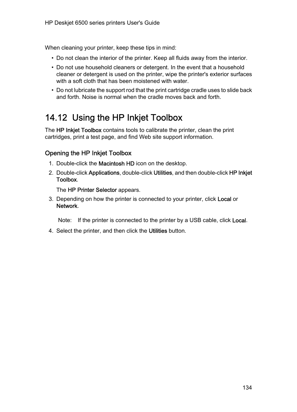 12 using the hp inkjet toolbox, Opening the hp inkjet toolbox, Hp inkjet toolbox | And then select the | HP Deskjet 6540 Color Inkjet Printer User Manual | Page 134 / 195