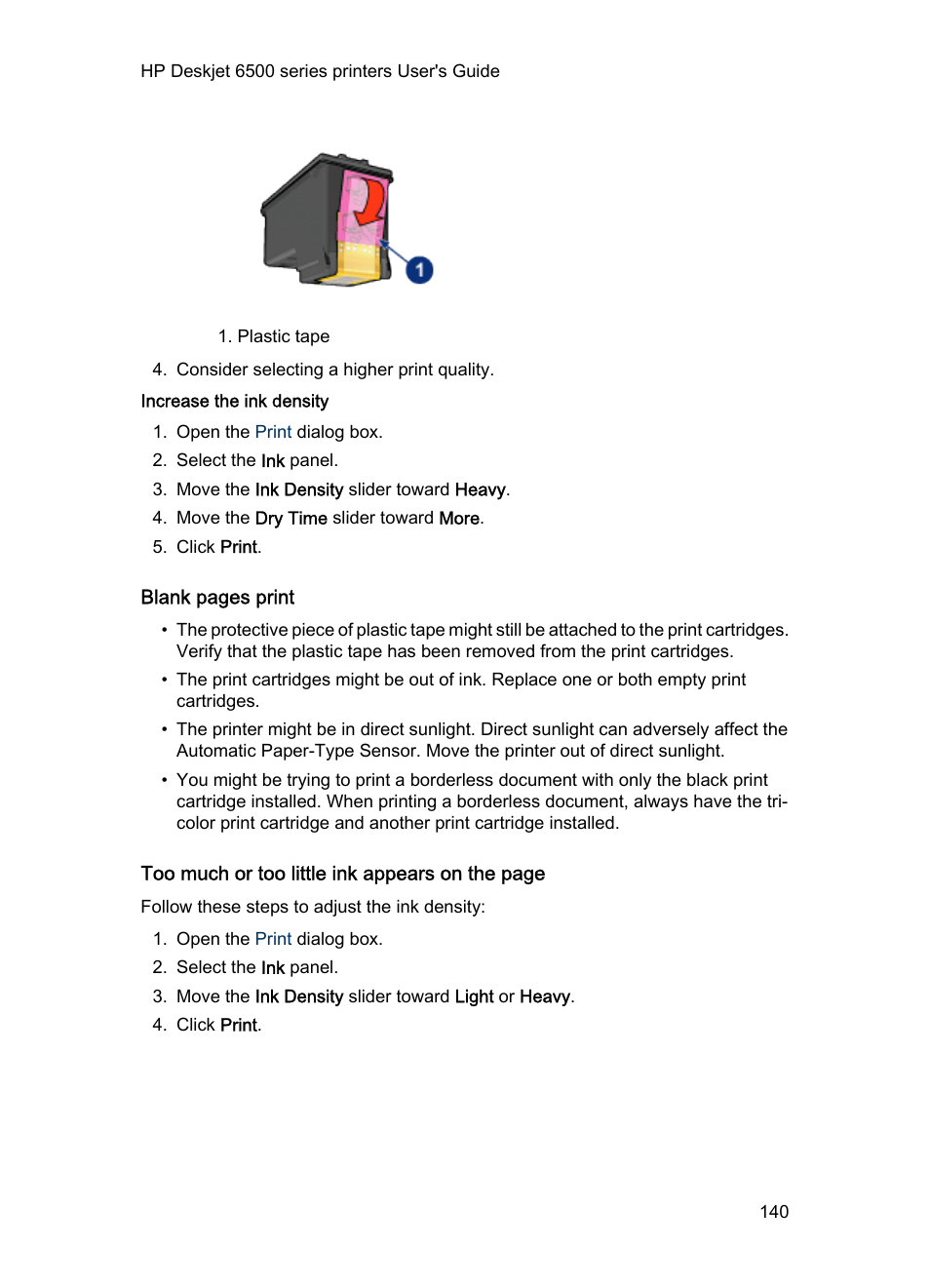Increase the ink density | HP Deskjet 6540 Color Inkjet Printer User Manual | Page 140 / 195