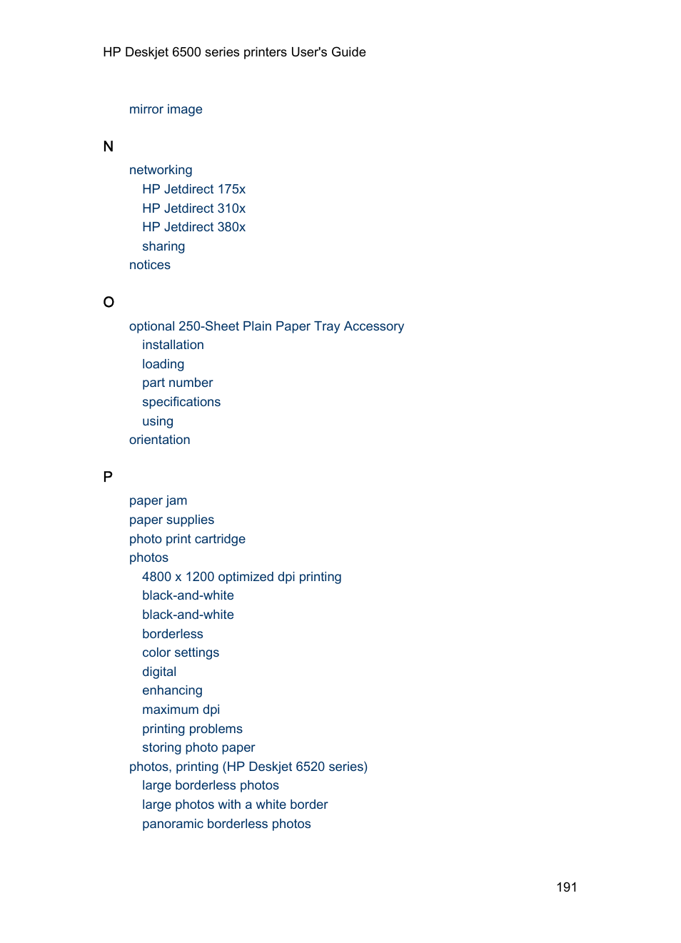 HP Deskjet 6540 Color Inkjet Printer User Manual | Page 191 / 195